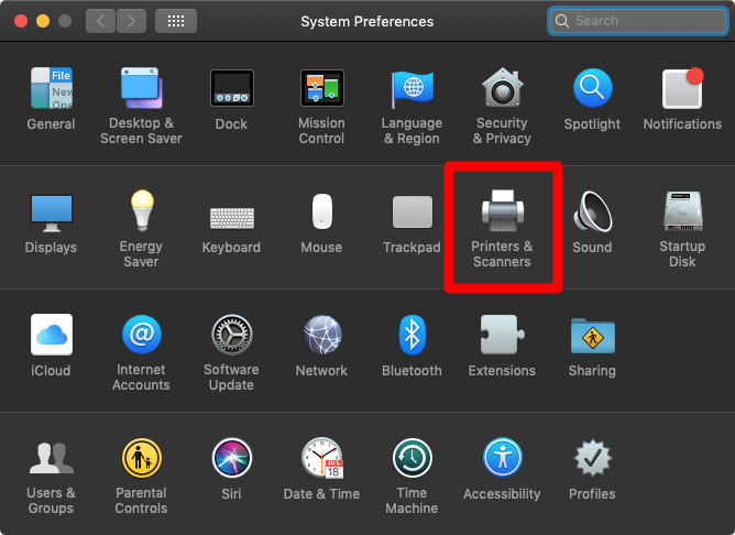 The Mac system gives preference to printers and scanners
